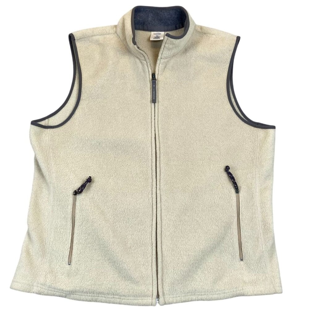 Old Navy Women's Vest XXL Fleece Full Zip Pockets Cozy Outdoors Sleeveless Beige